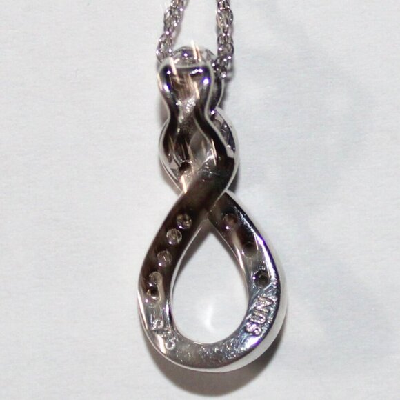 Sterling Silver Black & White Diamond Chip Necklace - Picture 2 of 7